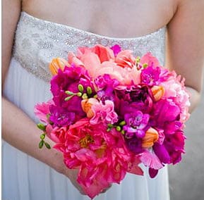 bouquets de mariée tropicaux, fleurs aux couleurs vives