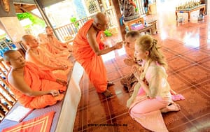 Blessing from the monks in the temple