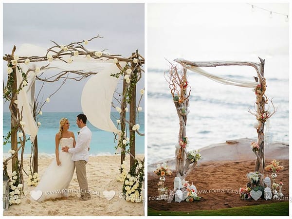 Dekoration für die Hochzeitszeremonie auf Samui – Holzbögen. Hochzeits- und Eventplaner in Thailand. Hua Hin, Samui, Chang und andere Holzbögen