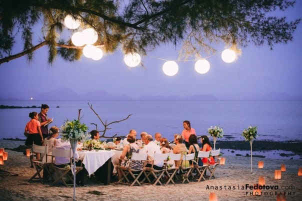 Décoration du dîner de mariage à Samui